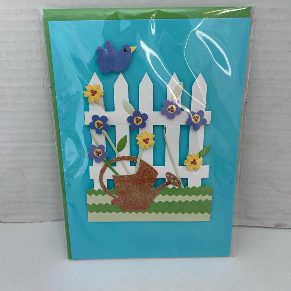 Colorful Picket Fence Garden any occasion Greeting Card